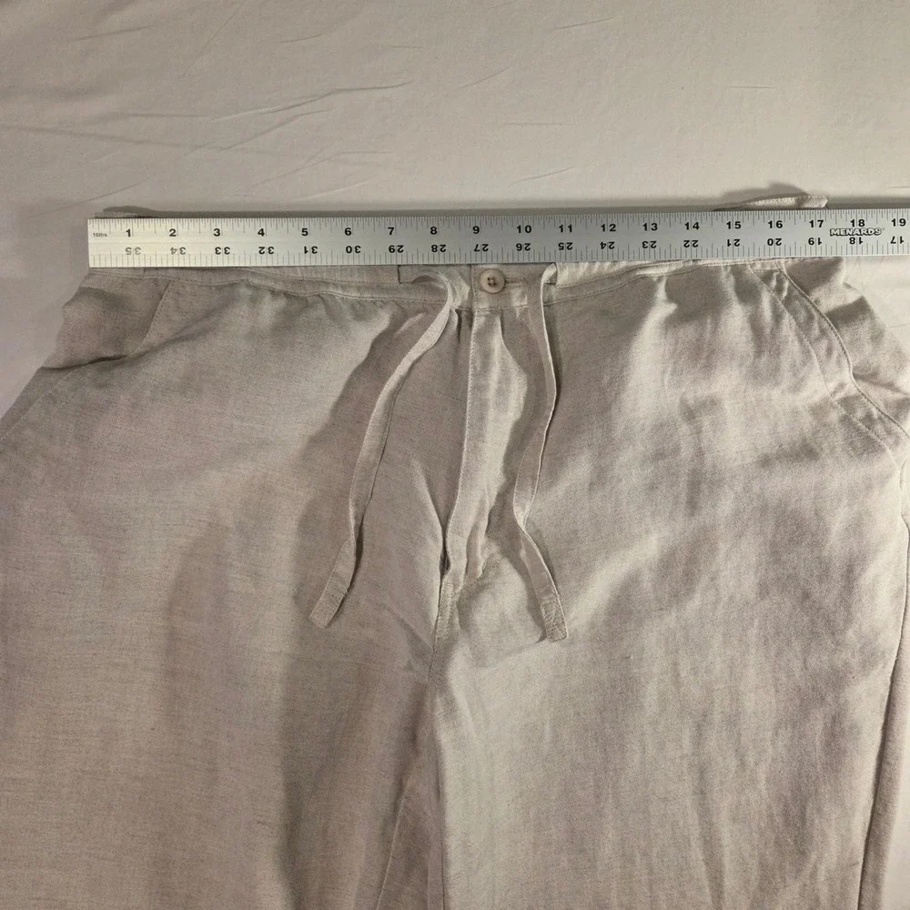 Cubavera Men's Linen Blend Straight Leg Cropped Pants Size L Drawstring Waist